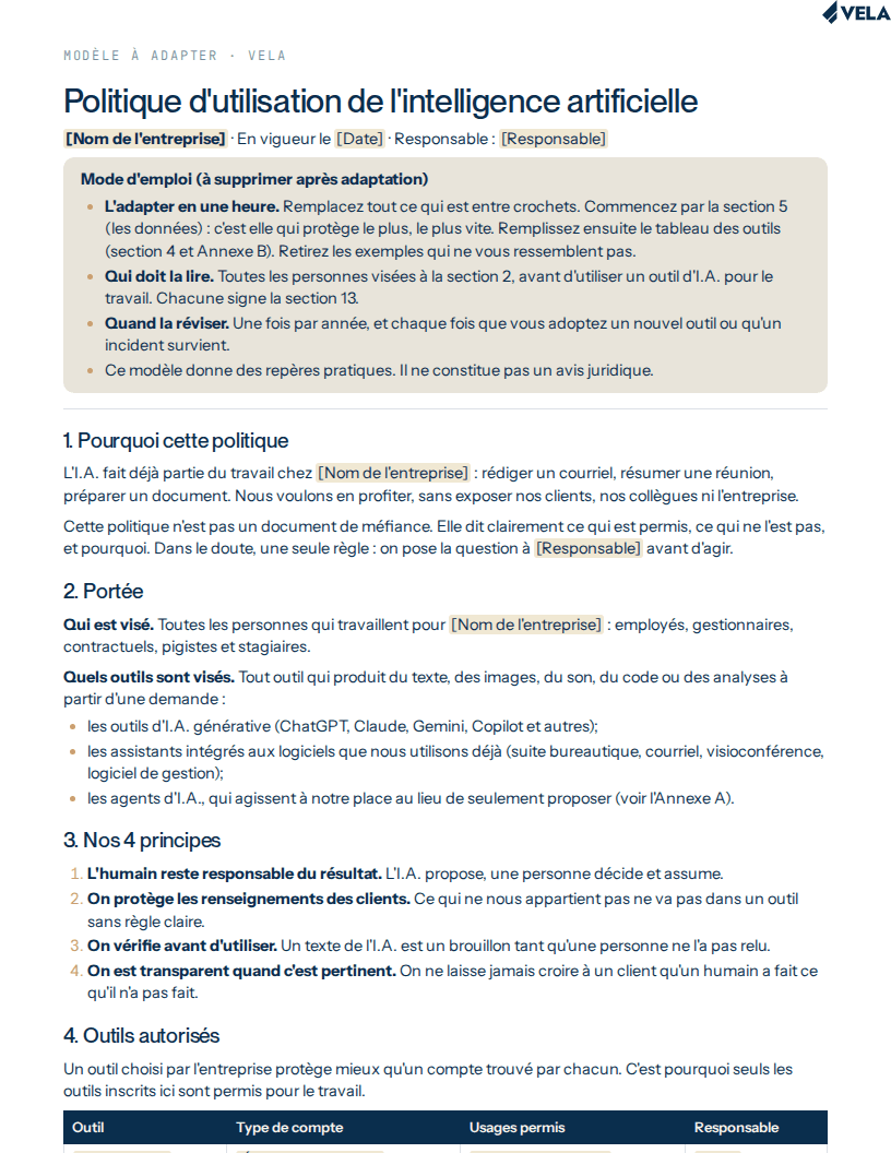 Modèle de politique d’utilisation de l’I.A.
